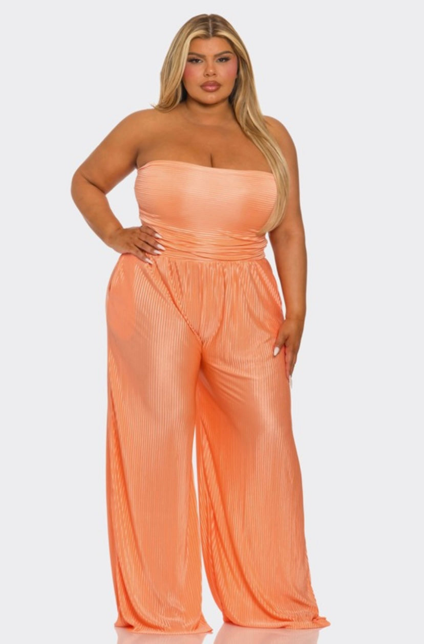 Curvy Gal Coral Jumpsuit Dear Me Boutique