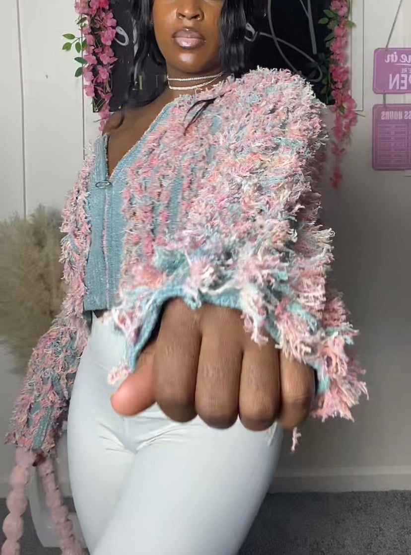 Cotton Candy Fringe Sweater