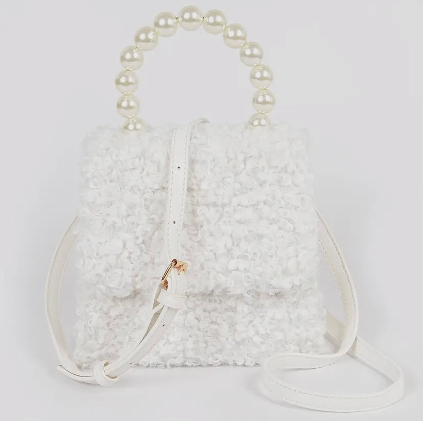 Teddy Bag (Pearl Handle) (White)