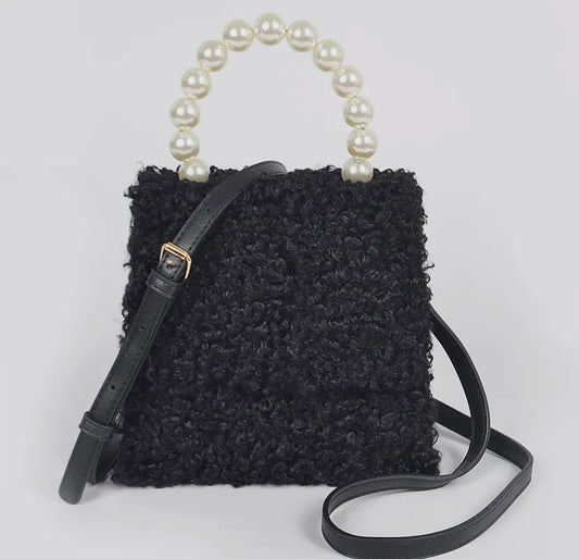 Teddy Bag (Pearl Handle)(Black)