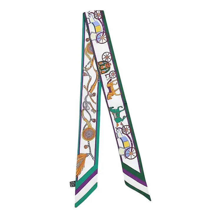 Decorative scarf with colorful patterns on a white background